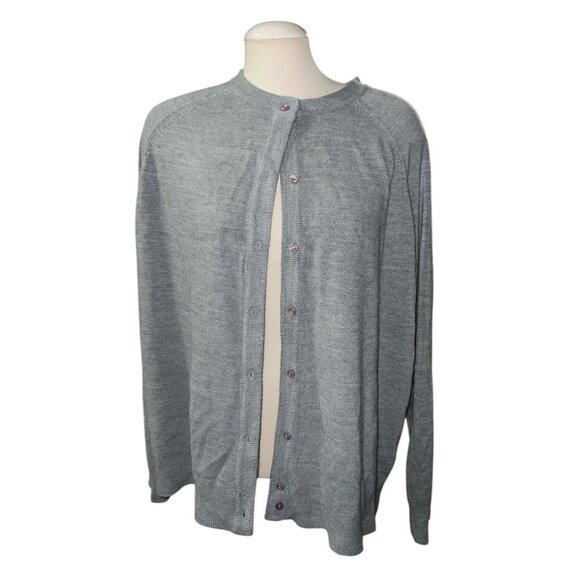 Goodclothes Woman Gray Button-Front Cardigan Sweater 2X Acrylic Lightweight Long - Picture 4 of 11
